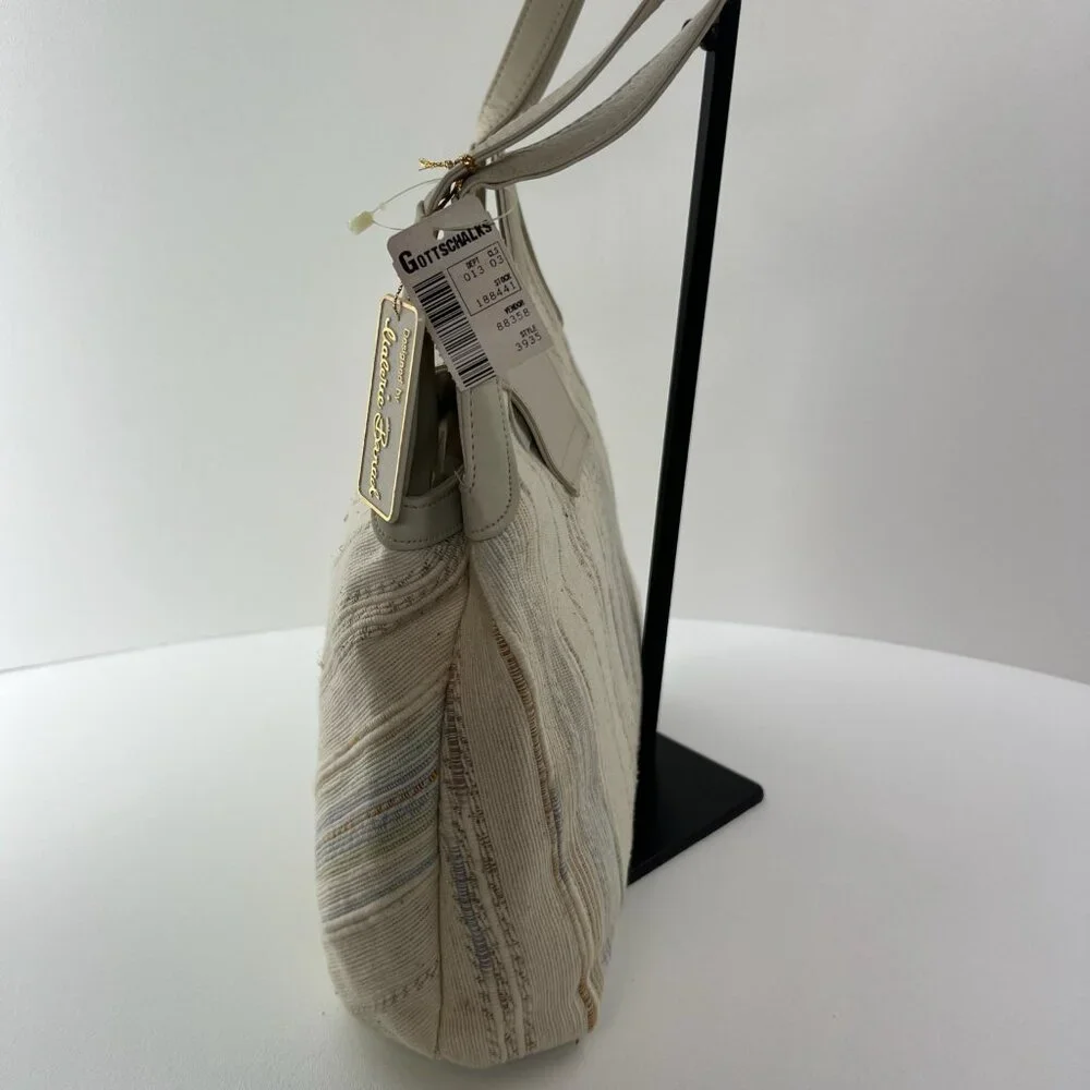 Vintage Valerie Barad Shoulder Bag Woven Fabric Beige New with Tags